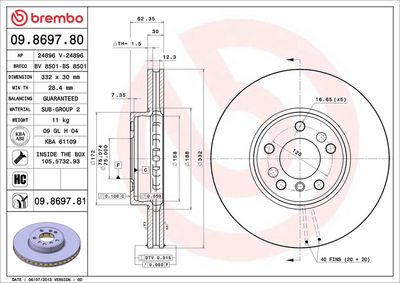 Bremžu diski BREMBO 09.8697.81