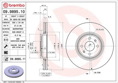 Тормозной диск BREMBO 09.9895.10