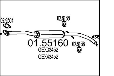 Vidējais izpl. gāzu trokšņa slāpētājs MTS 01.55160