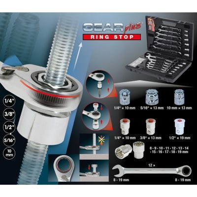Uzgriežņu atslēgu komplekts ar sprūdmehānismu KS TOOLS 503.4960