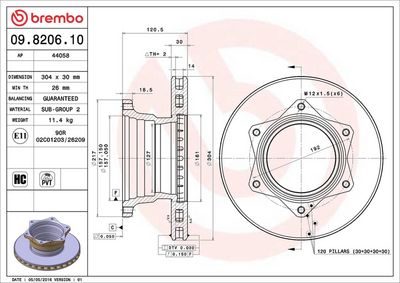 Bremžu diski BREMBO 09.8206.10