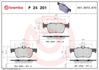 Комплект тормозных колодок, дисковый тормоз BREMBO P 24 201