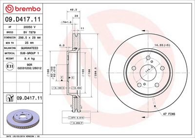 Тормозной диск BREMBO 09.D417.11