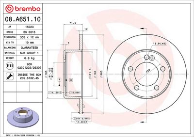 Bremžu diski BREMBO 08.A651.10