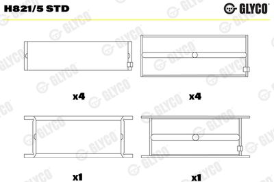 Kloķvārpstas gultnis GLYCO H821/5 STD