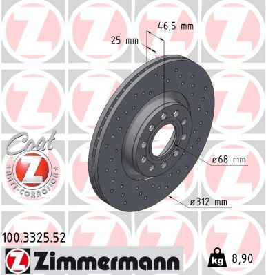 Тормозной диск ZIMMERMANN 100.3325.52