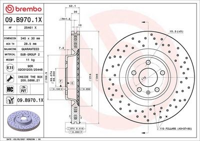 Тормозной диск BREMBO 09.B970.1X