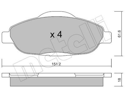 Bremžu uzliku kompl., Disku bremzes METELLI 22-0804-0