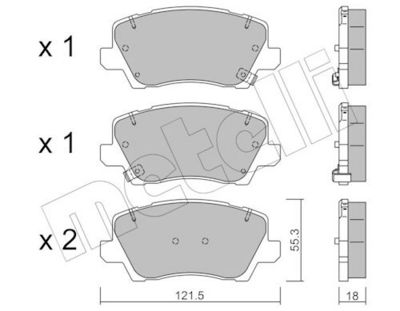 Bremžu uzliku kompl., Disku bremzes METELLI 22-1165-0