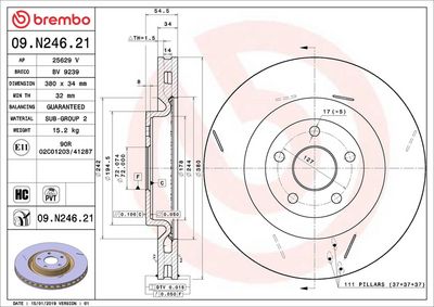 Тормозной диск BREMBO 09.N246.21