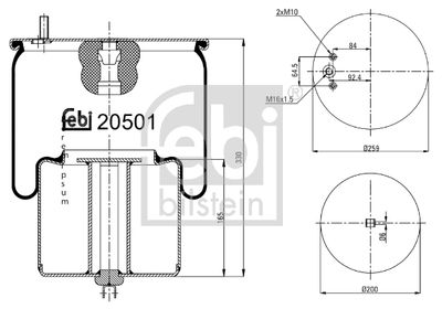 Pneimoatsperes spilvens, Pneimopiekare FEBI BILSTEIN 20501