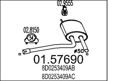 Vidējais izpl. gāzu trokšņa slāpētājs MTS 01.57690