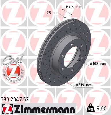 Тормозной диск ZIMMERMANN 590.2847.52
