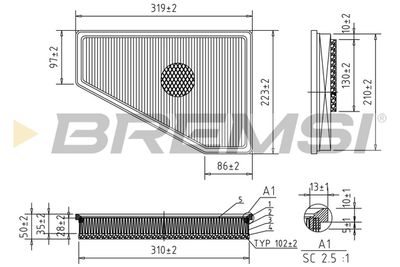 Воздушный фильтр BREMSI FA1698