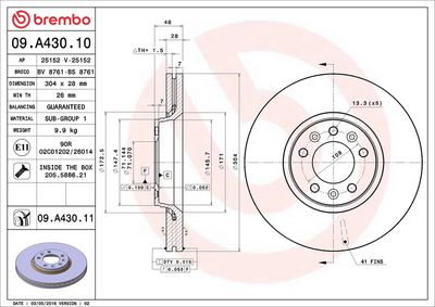 Тормозной диск BREMBO 09.A430.11