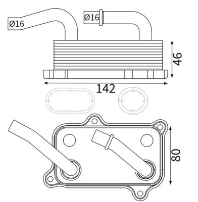 масляный радиатор, двигательное масло MAHLE CLC 24 000S