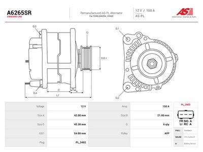 Генератор AS-PL A6265SR