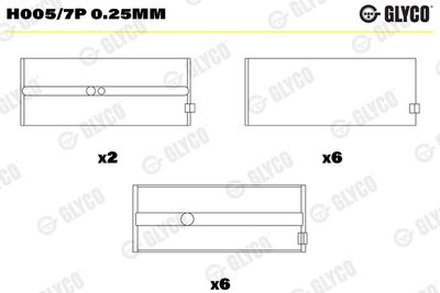 Подшипник коленвала GLYCO H005/7P 0.25MM