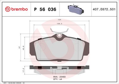 Bremžu uzliku kompl., Disku bremzes BREMBO P 56 036