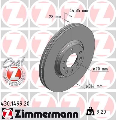 Тормозной диск ZIMMERMANN 430.1499.20