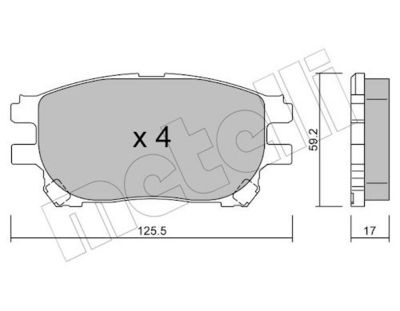 Bremžu uzliku kompl., Disku bremzes METELLI 22-0615-0