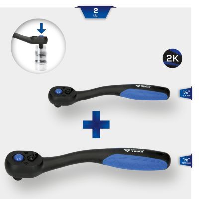 Uzgriežņu atslēgu komplekts ar pārslēdzamu sprūdmehānismu KS TOOLS BT023002