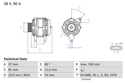 Генератор BOSCH 0 986 045 430