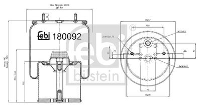 Pneimoatsperes spilvens, Pneimopiekare FEBI BILSTEIN 180092