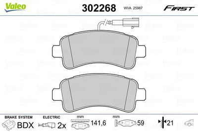 Bremžu uzliku kompl., Disku bremzes VALEO 302268