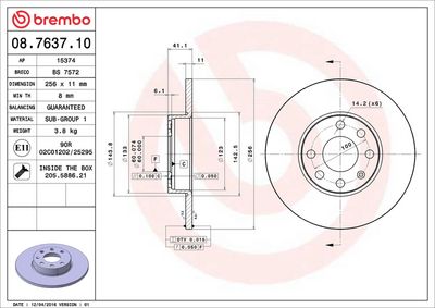 Bremžu diski BREMBO 08.7637.10