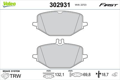 Bremžu uzliku kompl., Disku bremzes VALEO 302931