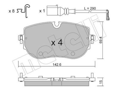 Bremžu uzliku kompl., Disku bremzes METELLI 22-1319-0
