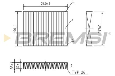 Фильтр, воздух во внутренном пространстве BREMSI FC0092A
