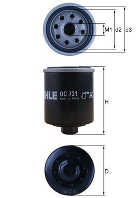 MAHLE OC731 Eļļas filtrs