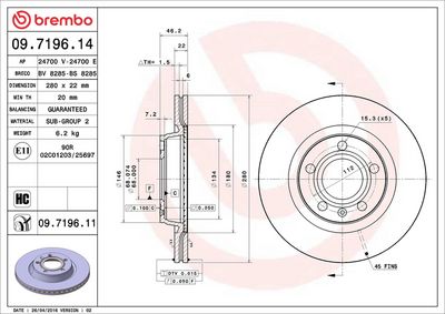 Тормозной диск BREMBO 09.7196.11