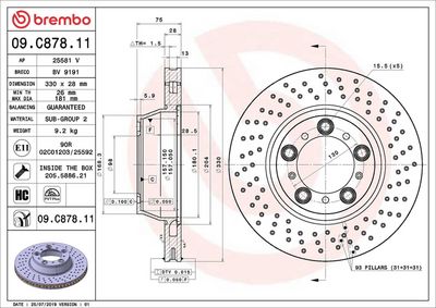 Тормозной диск BREMBO 09.C878.11
