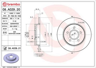 Тормозной диск BREMBO 08.A029.21