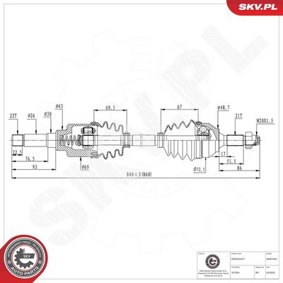 Piedziņas vārpsta ESEN SKV 40SKV343