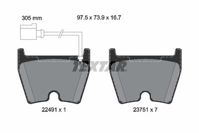 Bremžu uzliku kompl., Disku bremzes TEXTAR 2249101