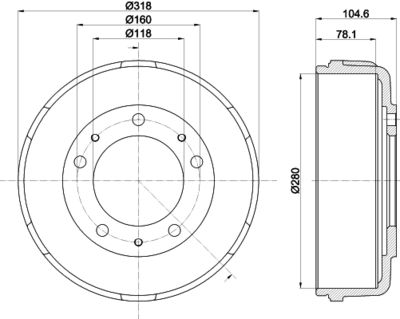 Тормозной барабан HELLA 8DT 355 300-451