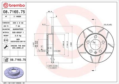 Тормозной диск BREMBO 08.7165.75