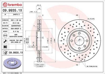 Тормозной диск BREMBO 09.9935.1X
