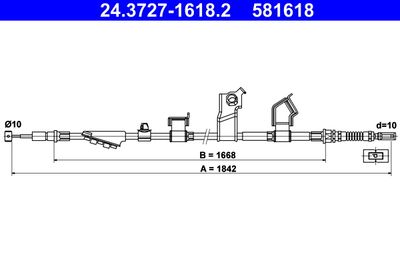 Тросик, cтояночный тормоз ATE 24.3727-1618.2
