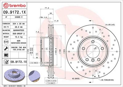 Тормозной диск BREMBO 09.9172.1X