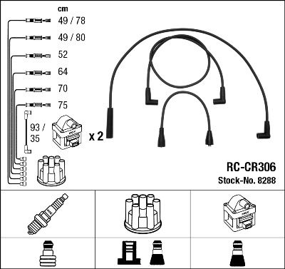 Augstsprieguma vadu komplekts NGK 8288