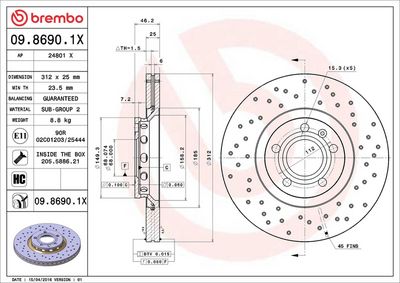 Тормозной диск BREMBO 09.8690.1X