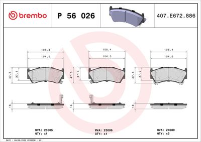 Bremžu uzliku kompl., Disku bremzes BREMBO P 56 026