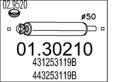 Izplūdes gāzu priekšslāpētājs MTS 01.30210