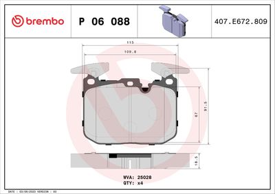 Bremžu uzliku kompl., Disku bremzes BREMBO P 06 088