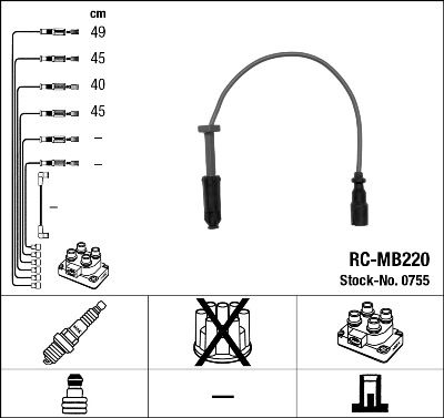 Augstsprieguma vadu komplekts NGK 0755